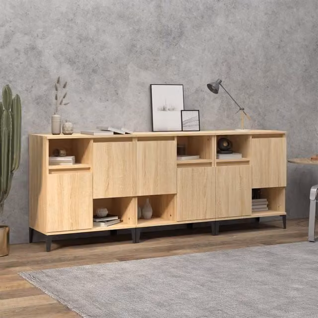 Berkfield Home 3-Piece Sonoma Oak Sideboard Set in Brown, W/D/H: 60 x 35 x 70 cm – 1