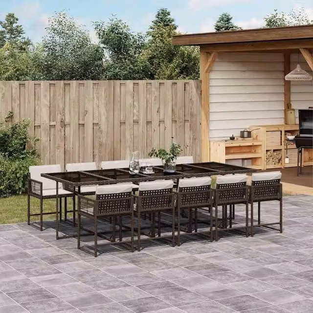 Berkfield Home Garden Dining Set in Brown, Cream White and Black – 1