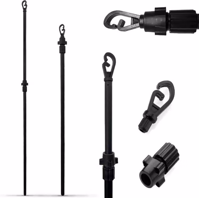 FLAVORA 4-Piece Extending Clothes Prop Washing Line Pole in Black