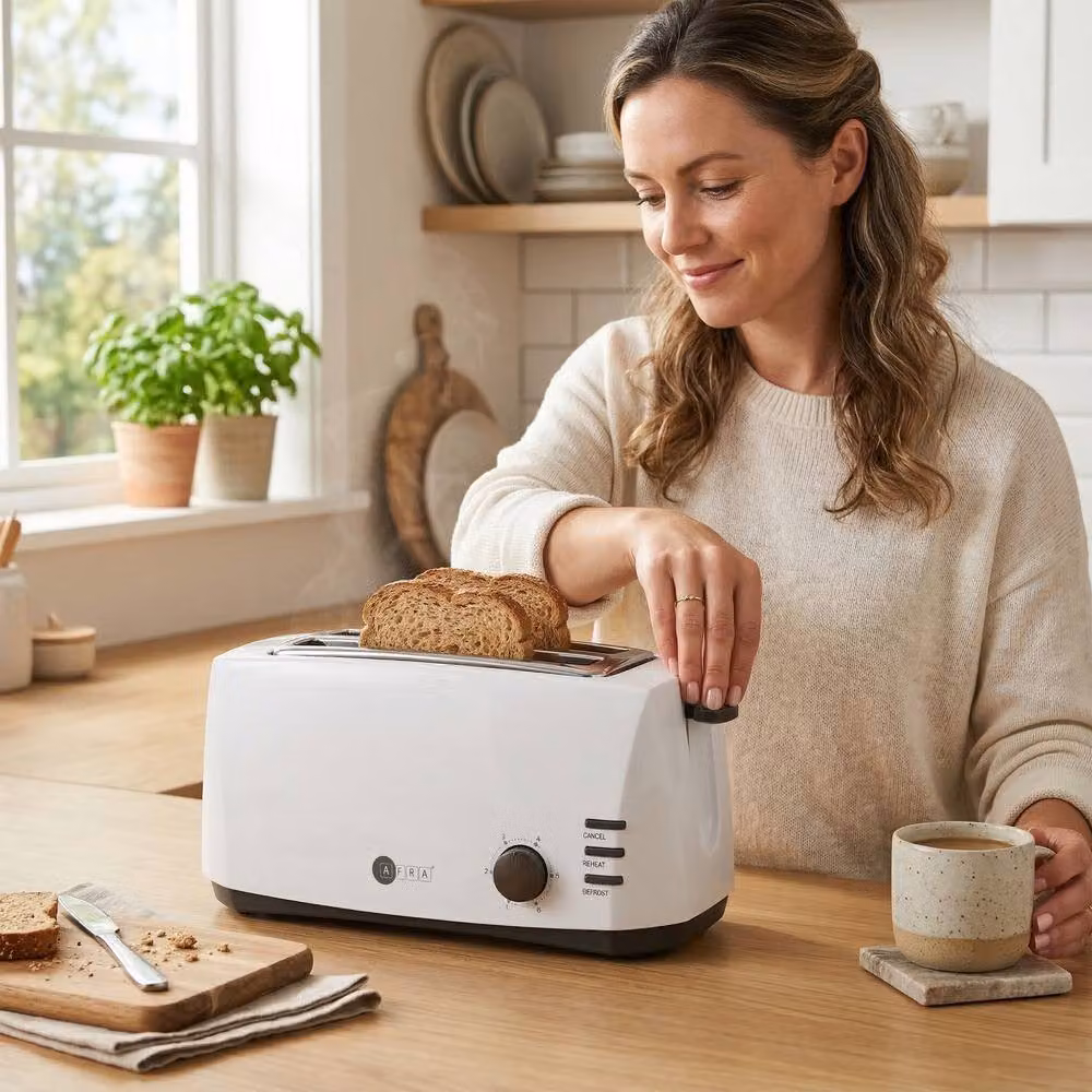 Afra 4 Slice Toaster 1300W White – 2