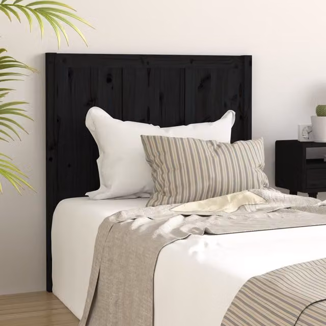 Berkfield Home Rustic Black Solid Pine Wood Bed Headboard W/D/H: 95.5 x 4 x 100 cm – 1
