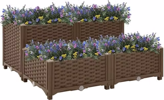 Berkfield Home Brown Polypropylene Raised Bed W/D/H: 80 x 80 x 38 cm