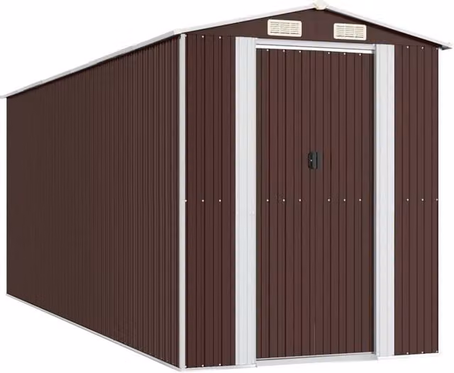 Berkfield Home Garden Shed in Dark Brown, Galvanised Steel, W/D/H: 192 x 523 x 223 cm – 1