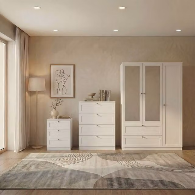 Vida Designs Altino 3 Piece Bedroom Set in White