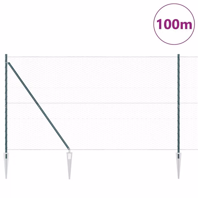 Berkfield Home Green Powder-Coated Steel Hexagon Fence, H: 160 cm x W: 100 m