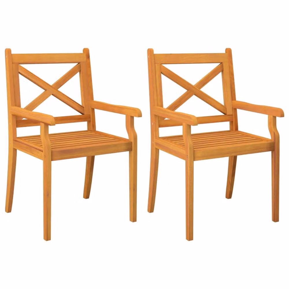 Berkfield Home Set of 2 Brown Acacia Wood Outdoor Dining Chairs – 2