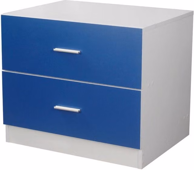 EONLION Orlando Blue Wooden 2-Drawer Kids Cabinet, W/D/H: 60.0 x 46.5 x 51.5 cm
