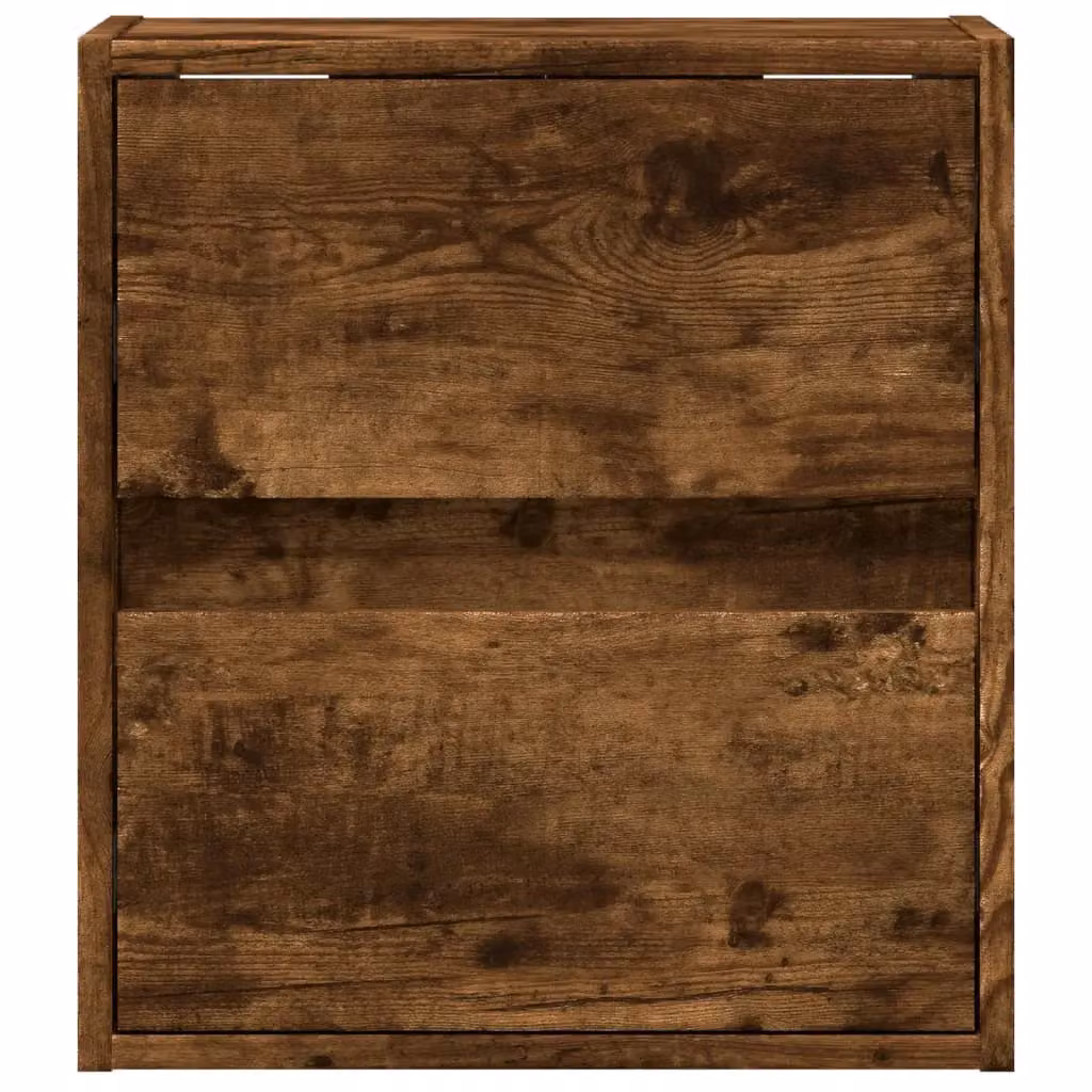 Berkfield Home Wall-mounted Bedside Cabinets with Integrated LED Lights, Set of 2, Smoked Oak in Brown – 4