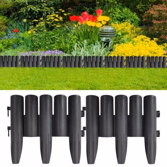 Berkfield Home Lawn Edgings, 36 Pieces, Anthracite, 10 m, Plastic