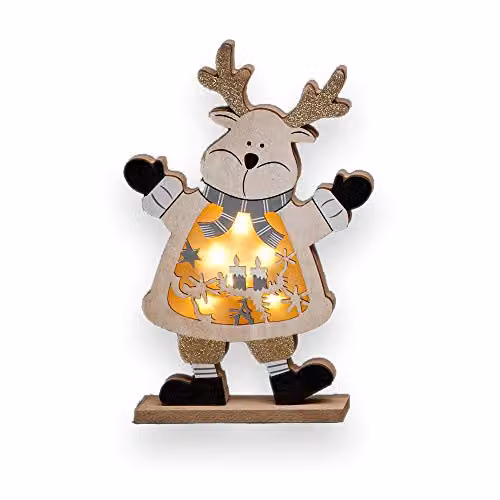 Shatchi LED Multicolour Wooden Christmas Ornaments for Indoor Table Decoration, Height: 27 cm – 2