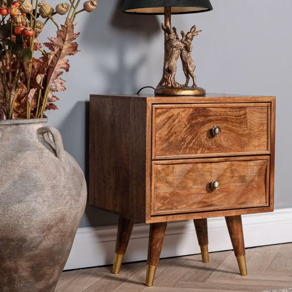 Elm Home And Garden Solid Mango Wood 2 Drawer Console Hall Table in Brown – 2