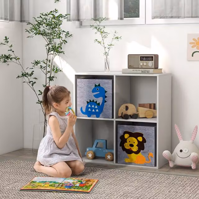 ZONEKIZ Toy Organiser with Non Woven Fabric Drawers, White, Width: 61.8 cm