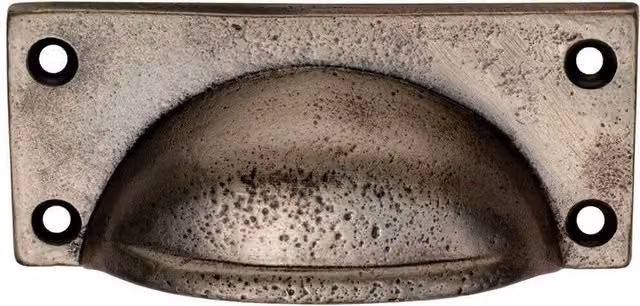 Loops Metal Square Plate Cabinet Cup Handle in Pewter, W: 90 mm, H: 40.5 mm – 2