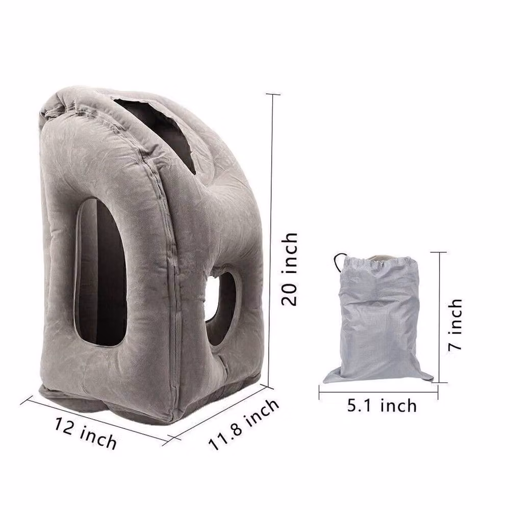FLAVORA Grey Inflatable Contoured Air Cushion Travel Pillow for Neck and Shoulder Support – 2