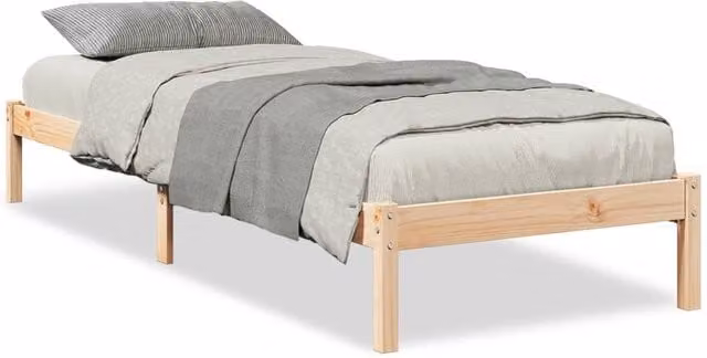 Berkfield Home Extra Long Solid Wood Pine Bed Frame in Beige, W: 90 cm, L: 220 cm