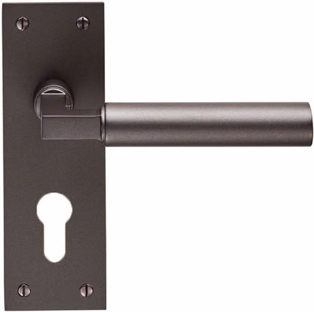 Loops Pair of Round Bar Handles with Slim Euro Lock Backplate, Matt Bronze, W: 150 mm x H: 50 mm