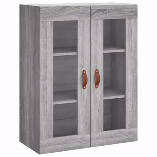 vidaXL Wall Mounted Cabinet in Grey with Glass Doors, W/D/H: 69.5 x 34.0 x 90.0 cm