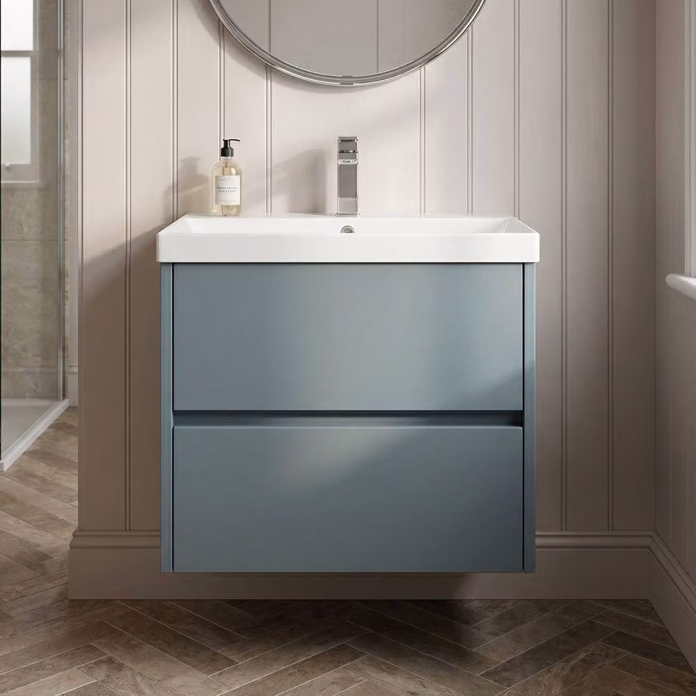 Balterley Chartley 2 Drawer Wall Hung Vanity Basin Unit, Coastal Grey, Width: 60 cm – 3