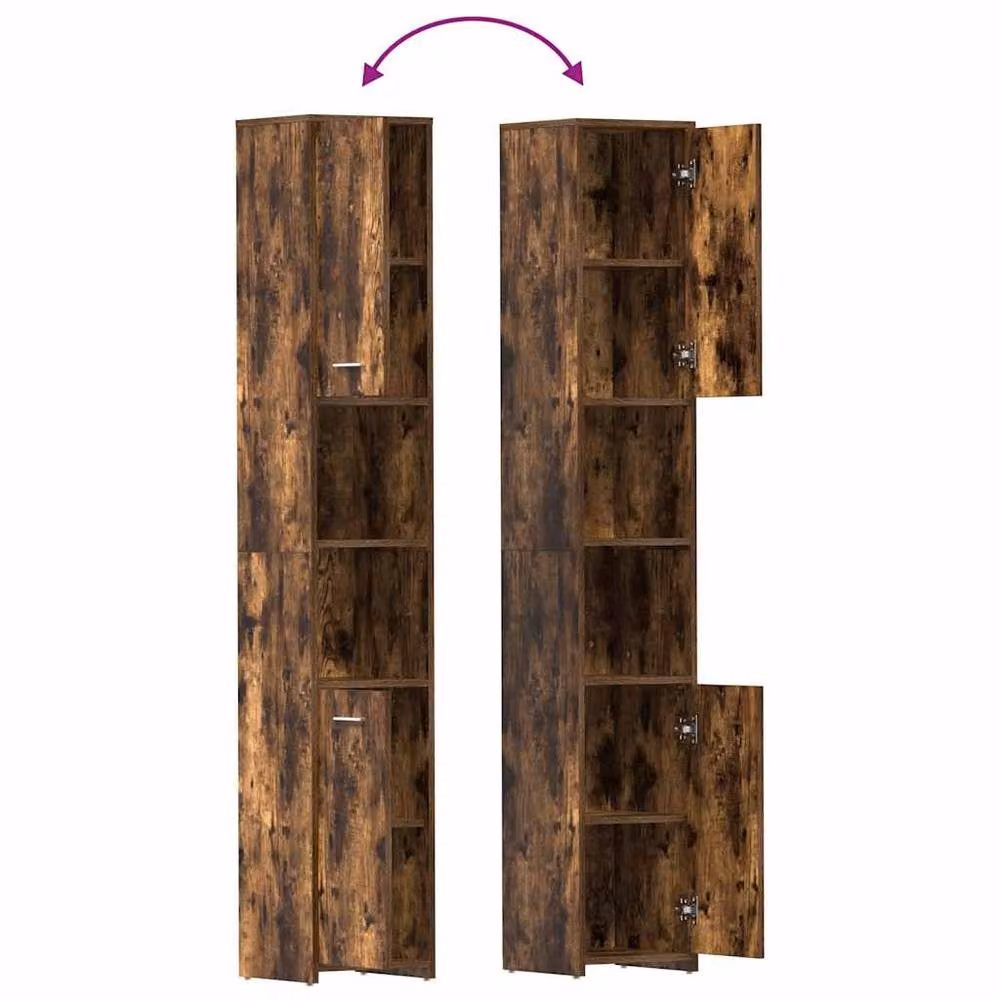 Berkfield Home Durable Bathroom Cabinet in Smoked Oak Brown, W/D/H: 30 x 30 x 183.5 cm – 3