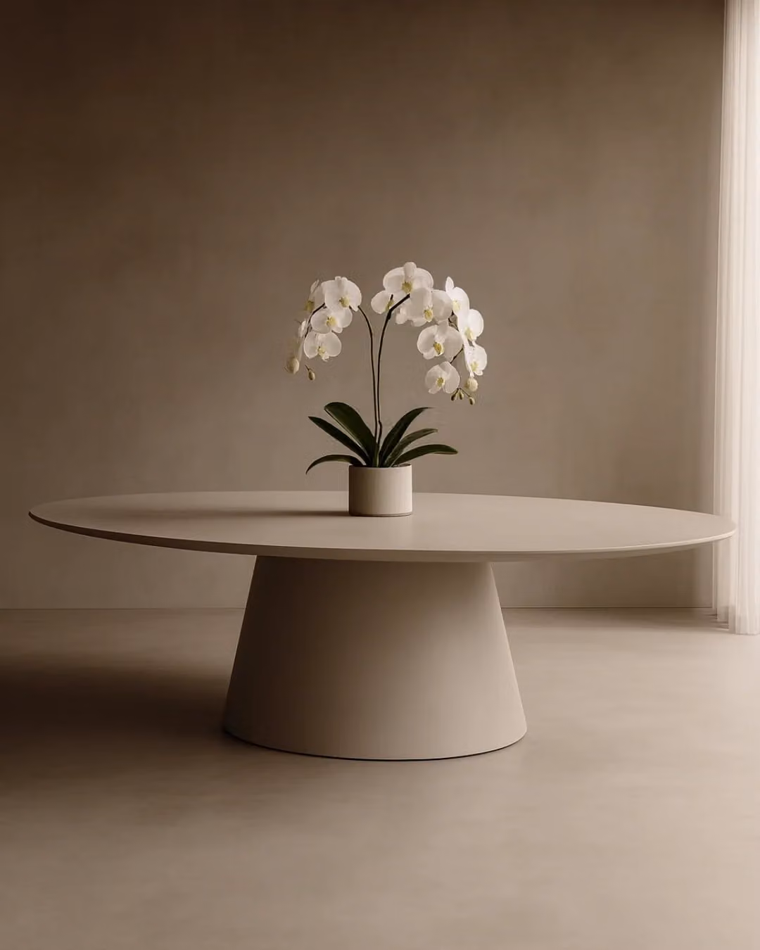 Tommy Franks Modern Oval Dining Table in Matte Beige, W/D/H: 240 x 110 x 76 cm