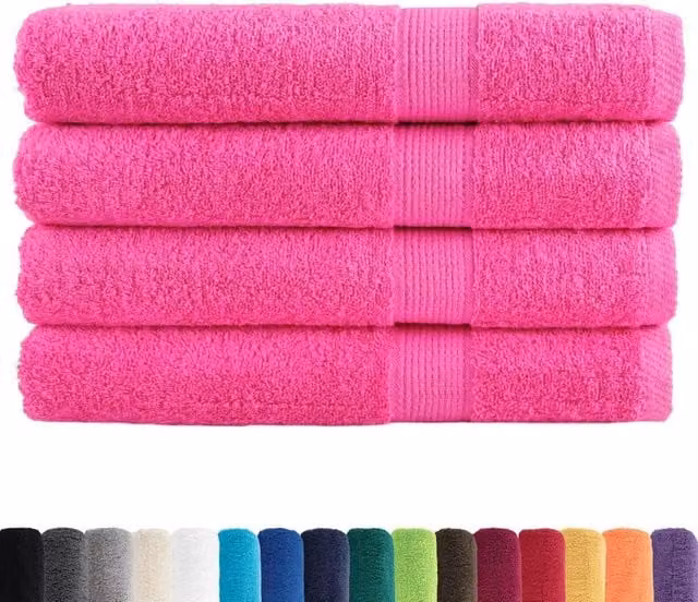 Berkfield Home SOLUND Premium Cotton Terry Towels, 4 Piece Set, Pink, W: 100 cm, L: 200 cm, 600 gsm