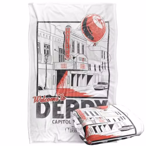 Warner Bros. Welcome To Derry Capitol Theatre Super Soft Fleece Throw Blanket, Multicolour and White, W: 91 cm, D: 147 cm – 1