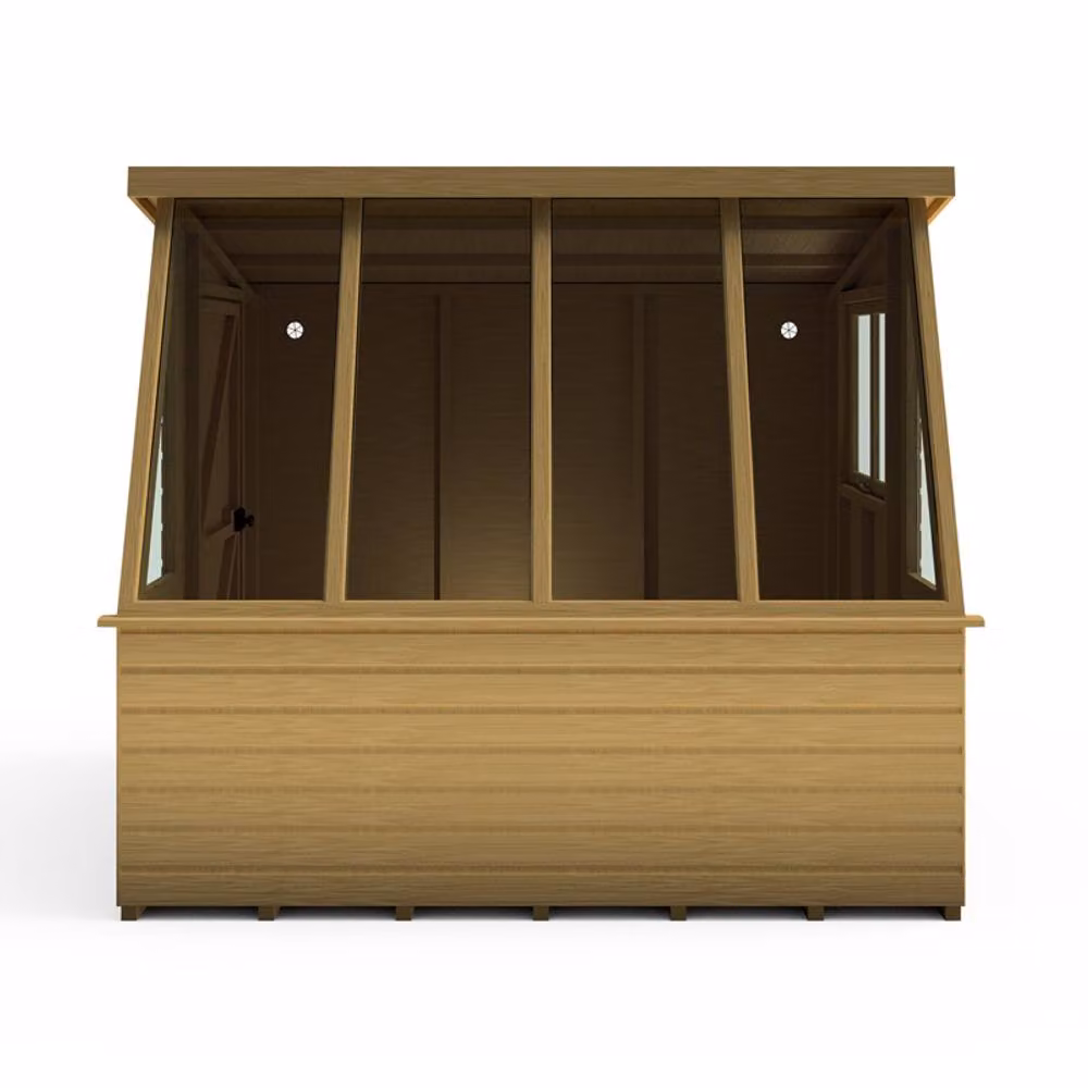 Shires Iceni 8x8' Potting Shed in Brown with Pre-Hung Doors and Opening Glass Side Window – 2
