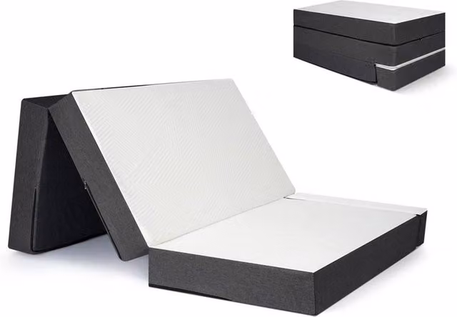 SPETLEK Double Tri-Fold Foam Floor Mattress in White, W/D/H: 190 x 135 x 38.1 cm – 1
