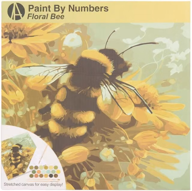 Art Studio Floral Bee Paint by Numbers Kit for Adults, Multicolour Canvas