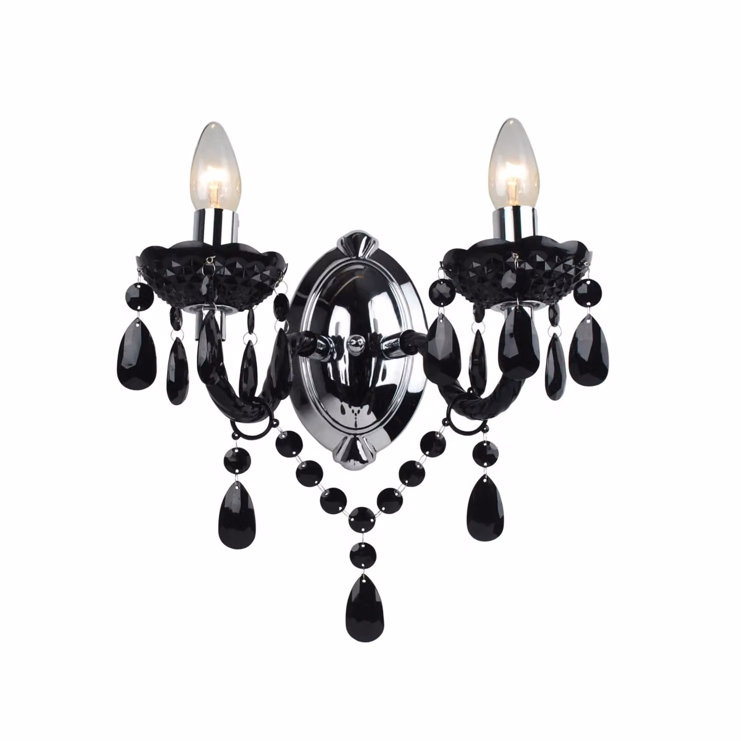 First Choice Lighting Marie Therese Style Wall Light Set of 2, Black and Chrome – 2