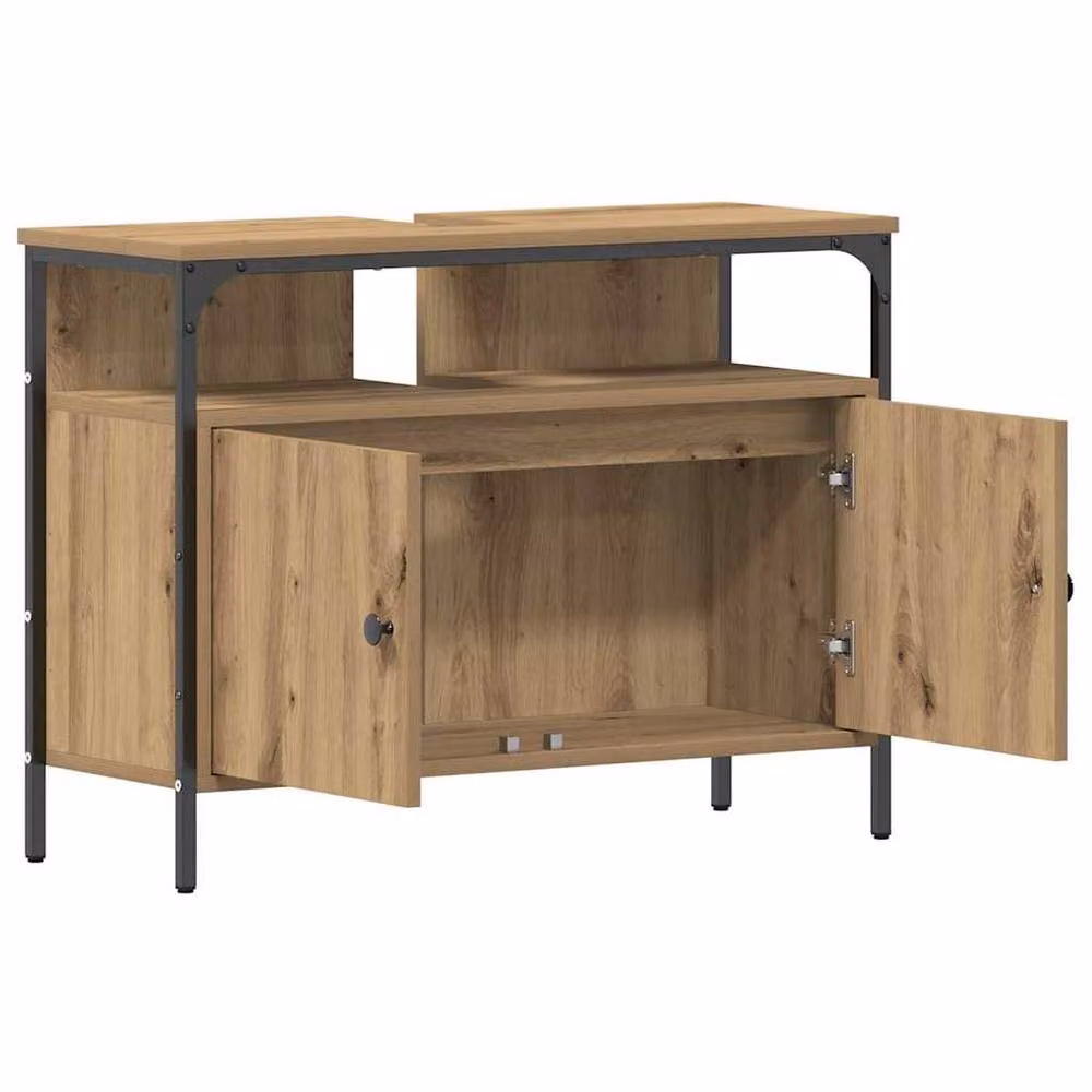 Berkfield Home Artisan Oak Bathroom Sink Cabinet in Brown, W/D/H: 80 x 30 x 60 cm – 3