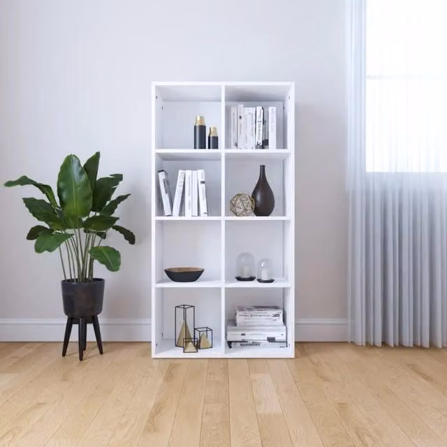 Berkfield Home White Book Cabinet and Sideboard in Engineered Wood, W/D/H: 66 x 30 x 130 cm
