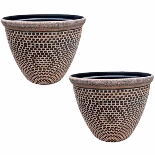 Gr8 Garden Cromarty Round Plastic Plant Pot Planter, Orange, Pack of 2, Diameter: 36 cm – 1