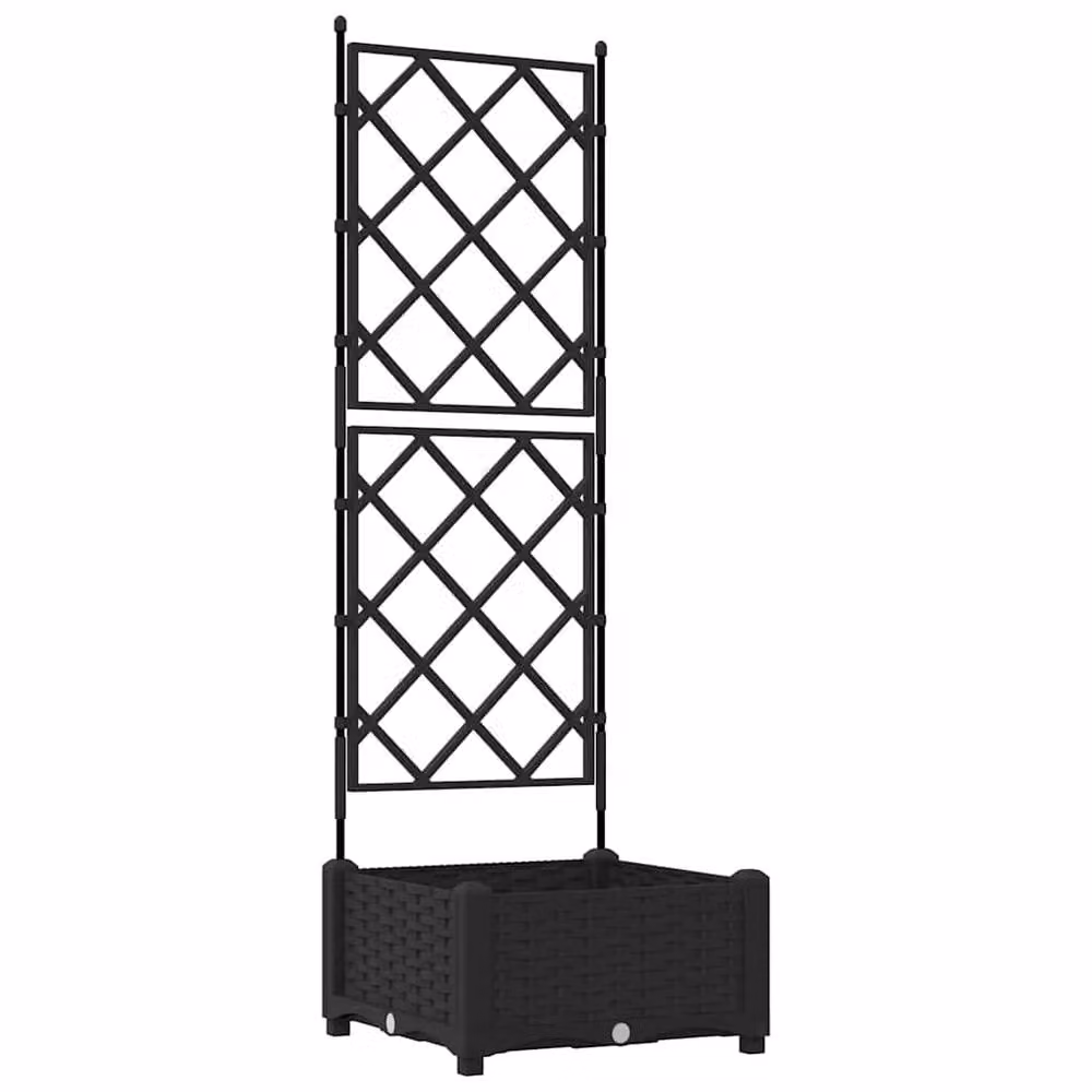 Berkfield Home Beautiful Garden Planter with Trellis, Black, W/D/H: 40 x 40 x 125.5 cm – 2