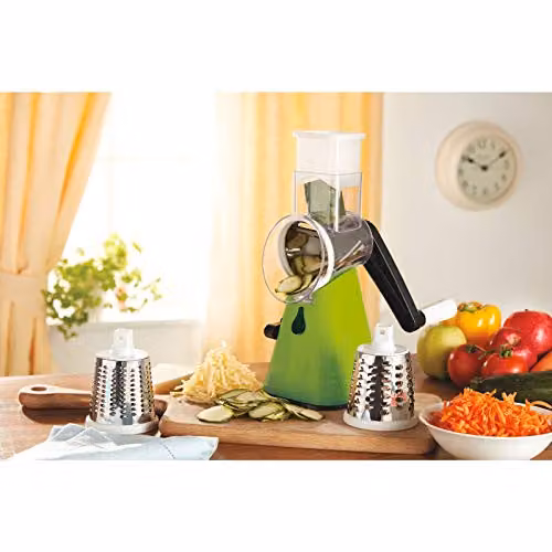 mysmartbuy Manual Rotary Nutrislicer 3 in 1 Fruit, Vegetable and Cheese Grater and Slicer, Green, H27.5 x W12 x D12 cm – 2