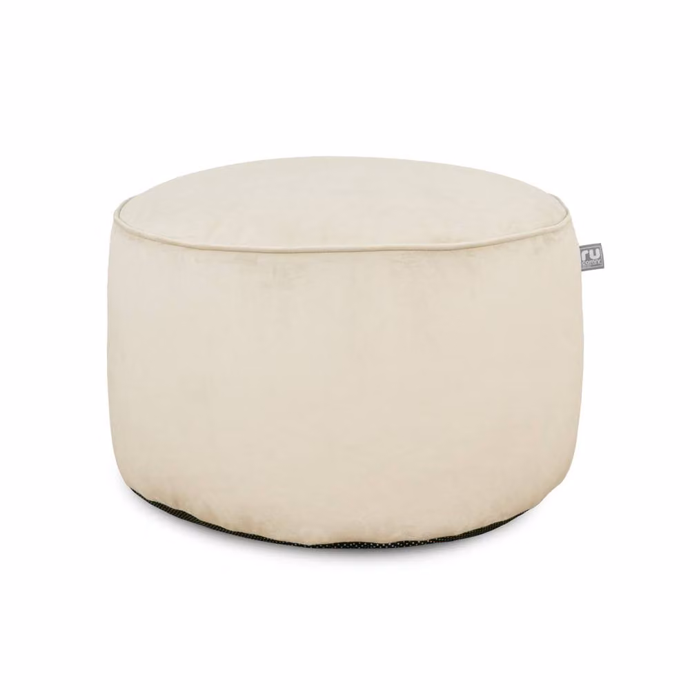 rucomfy Beanbags Velvet Pouffe Ottoman in Beige, W55cm x H38cm – 4