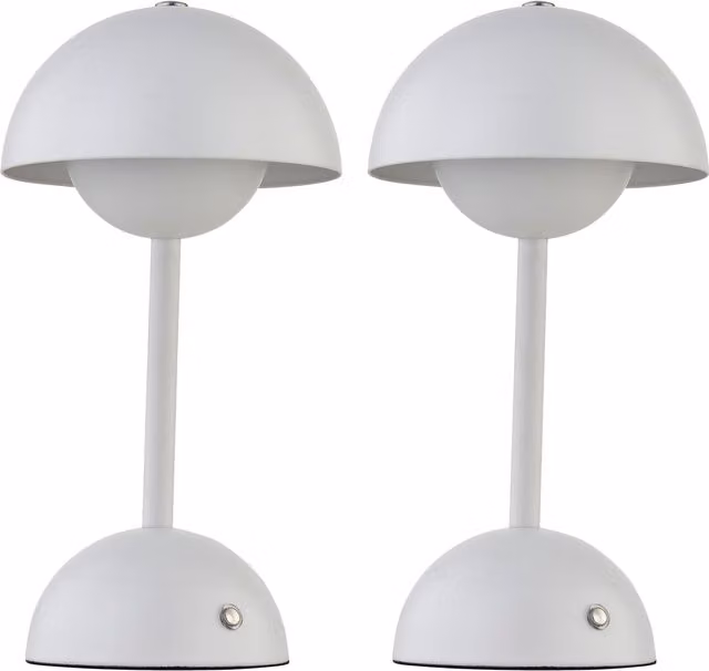 First Choice Lighting Eleanor White LED Rechargeable Touch Table Lamps Twin Pack – 1
