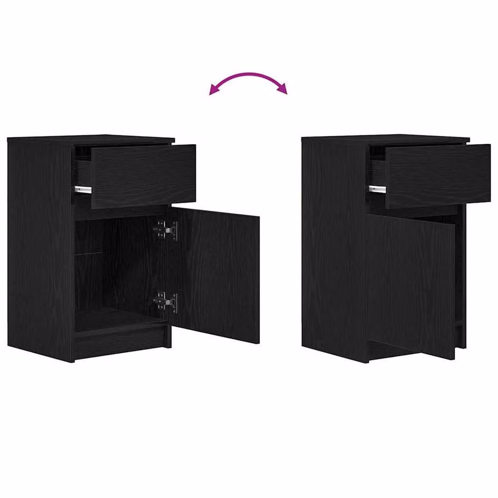 Berkfield Home Set of 2 Durable Black Bedside Cabinets, W/D/H: 39 x 35 x 65 cm – 6