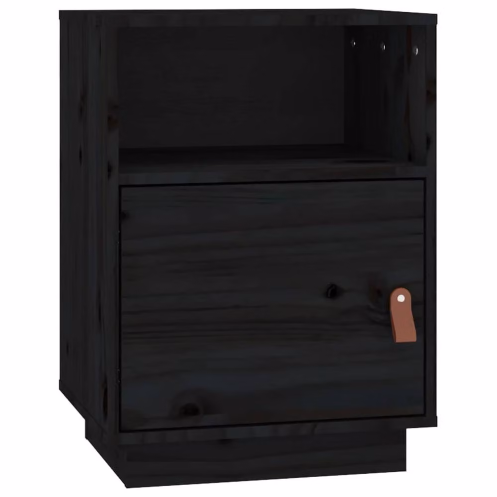 Berkfield Home Beautiful Bedside Cabinet in Black Solid Pine, W/D/H: 40 x 34 x 55 cm – 2