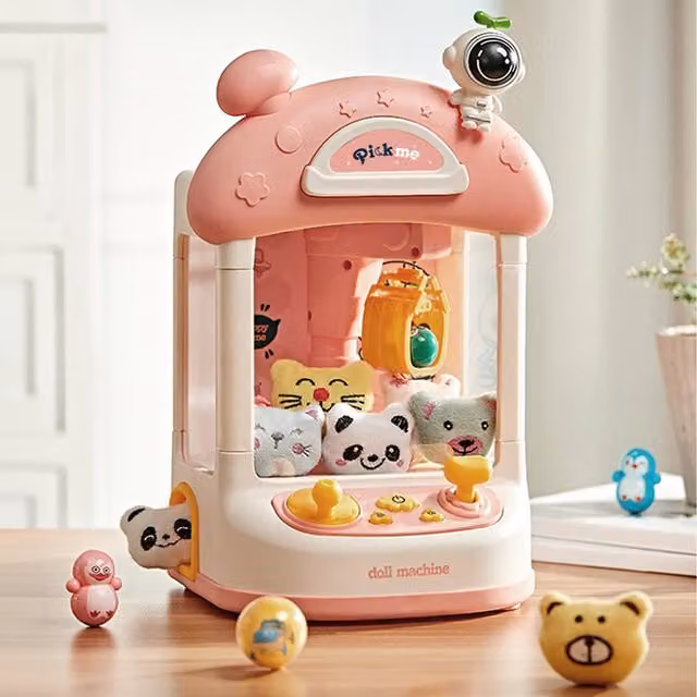 Lifeideas Mini Doll Claw Machine for Kids in Pink and White