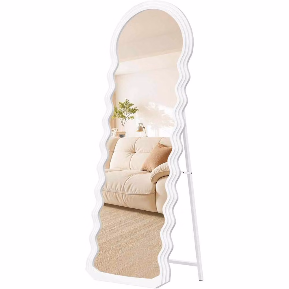 The Bazaarist Wavy Full Length Standing Mirror in Soft White – 2