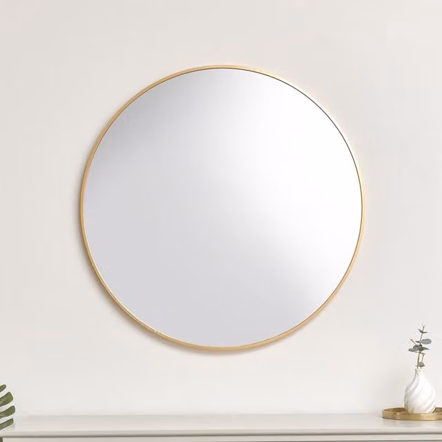 Melody Maison Large Round Antique Gold Wall Mirror, Diameter: 80 cm