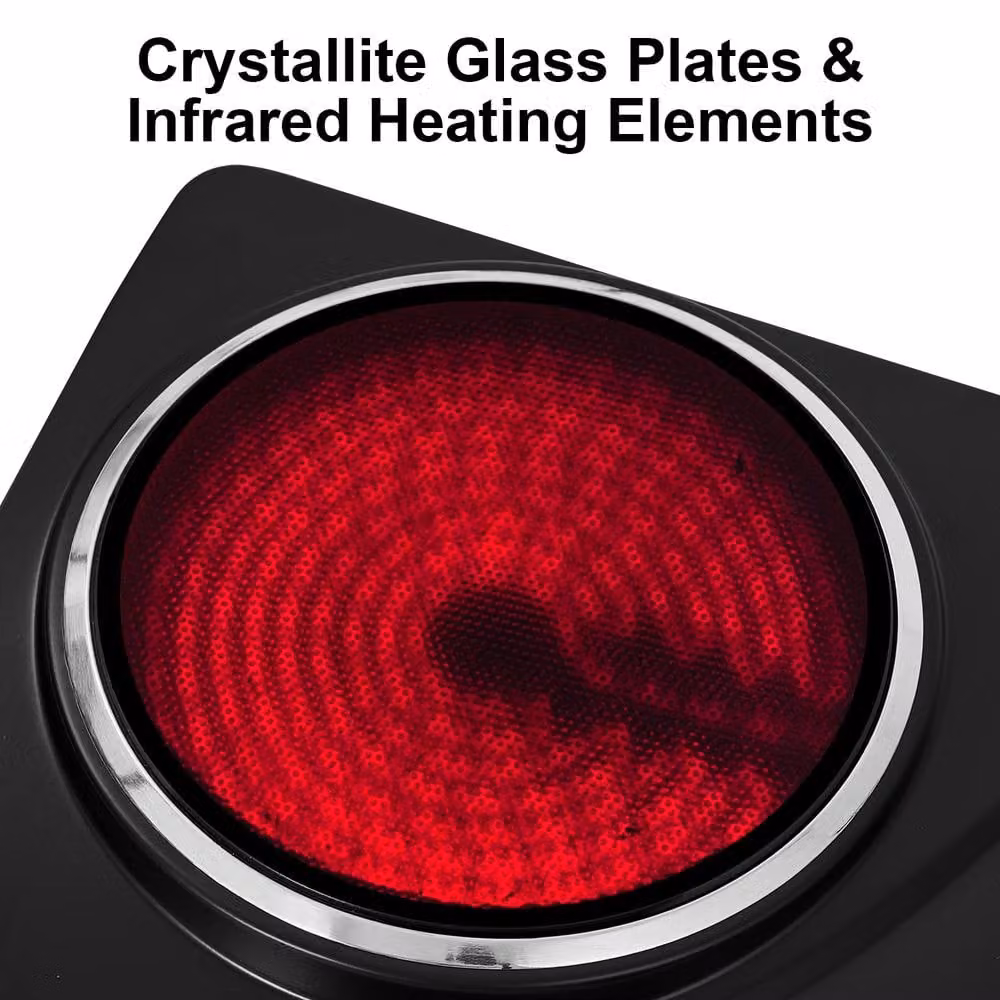 Cusimax 2100W Double Burner Electric Hot Plate with Cast Radiant Ceramic Elements in Black – 6