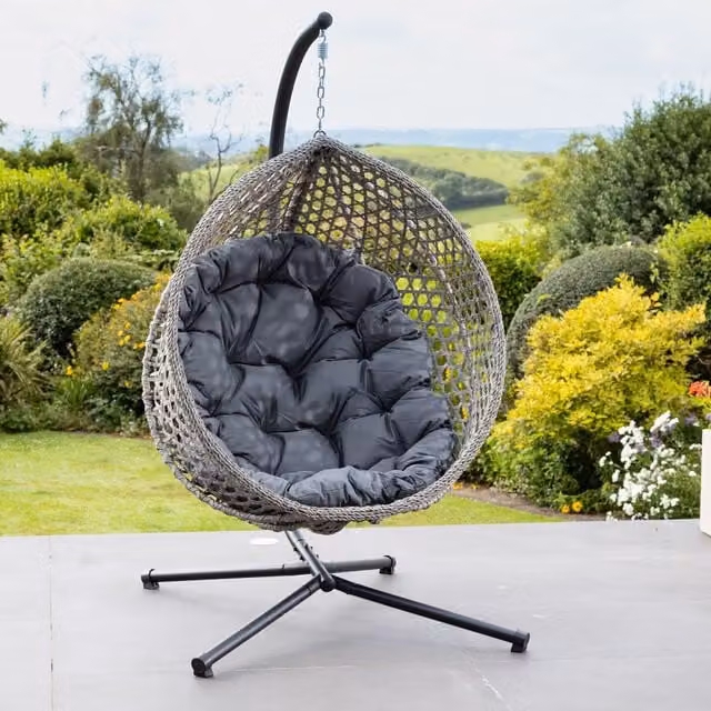 Artemis Home Bradshaw Swing Egg Pod Chair in Dark Grey