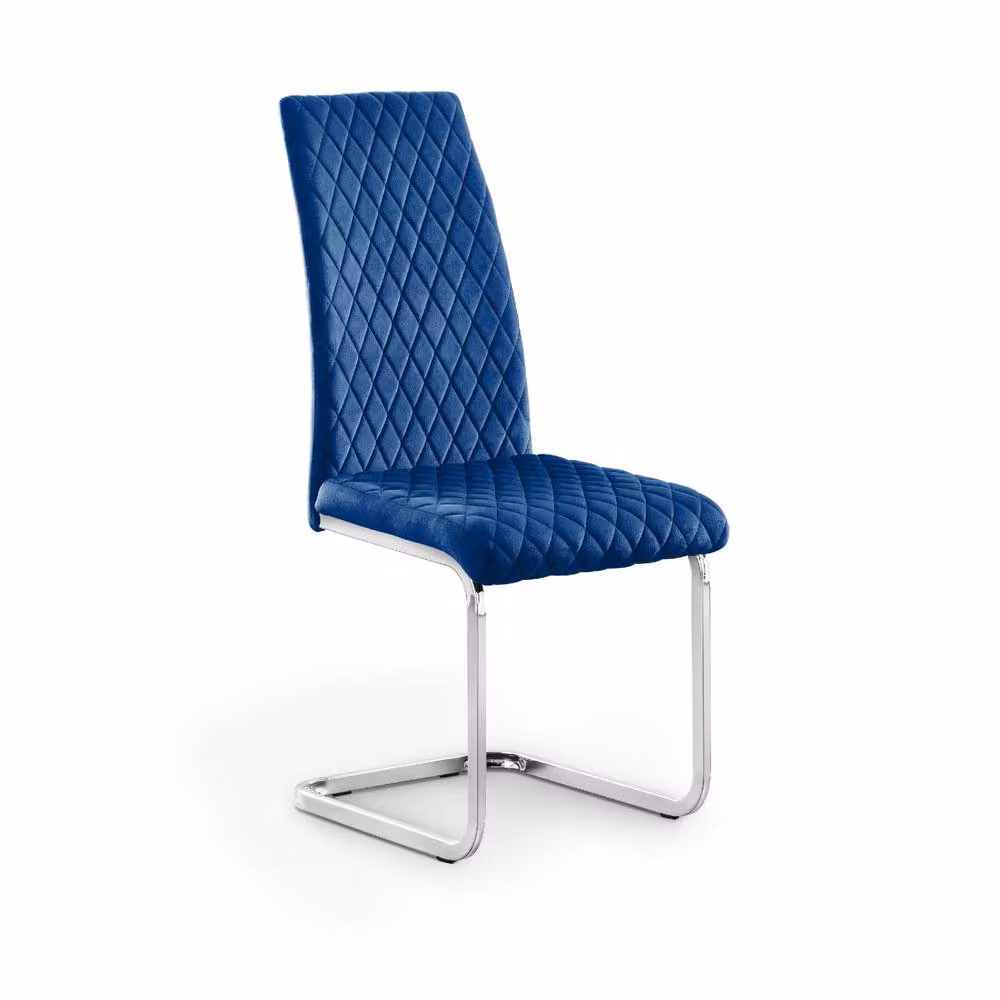Cheshire Montero Elegant Blue Velvet Cantilever Dining Chairs - Set of 4 – 2