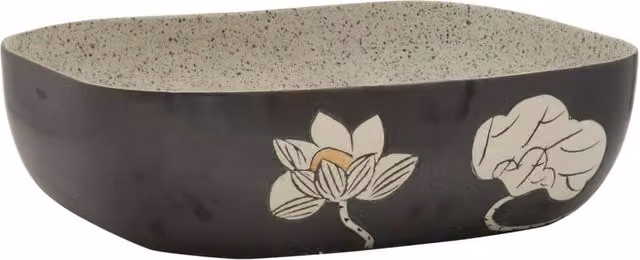 Berkfield Home Rectangular Ceramic Countertop Basin in Grey and Black, W: 48 cm, D: 37.5 cm, H: 13.5 cm – 1