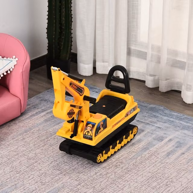 HOMCOM Ride On Excavator Toy Digger in Yellow