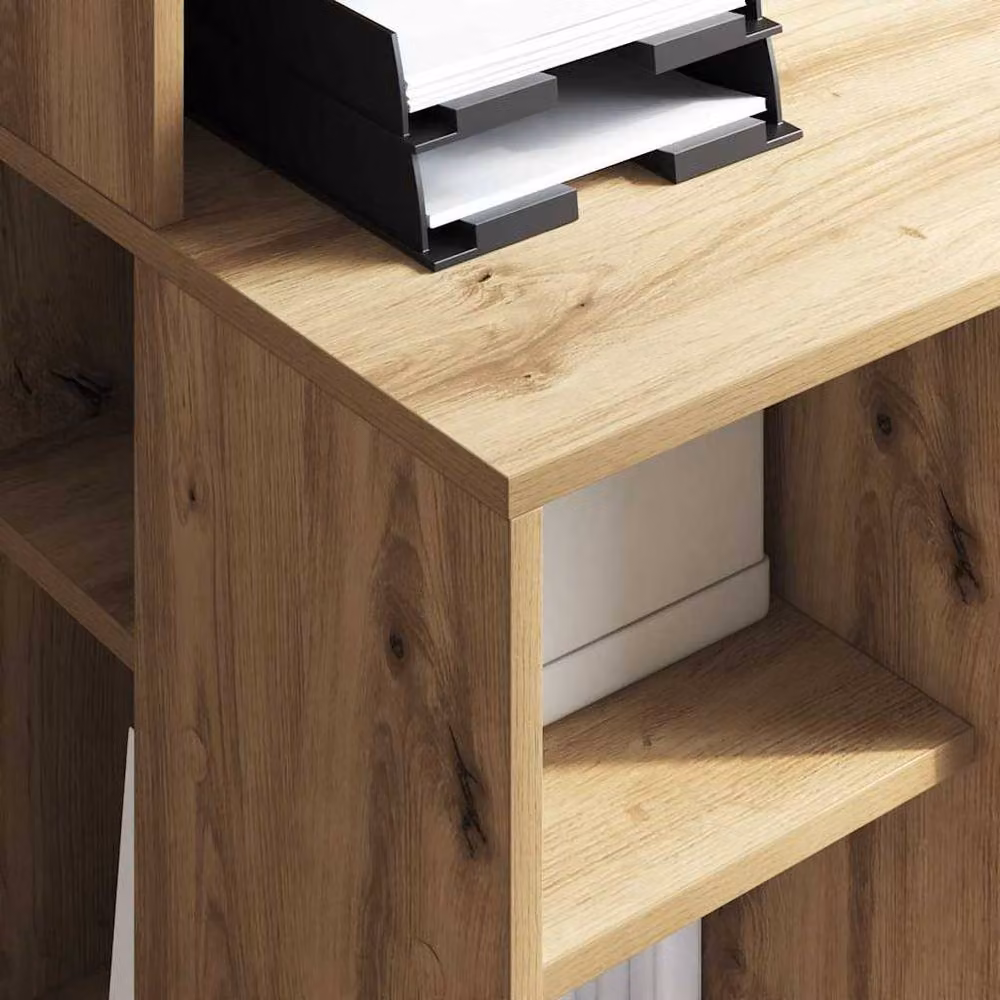 Berkfield Home Writing Desk in Artisan Oak with Storage, W: 90 cm, D: 48 cm, H: 101.5 cm – 3