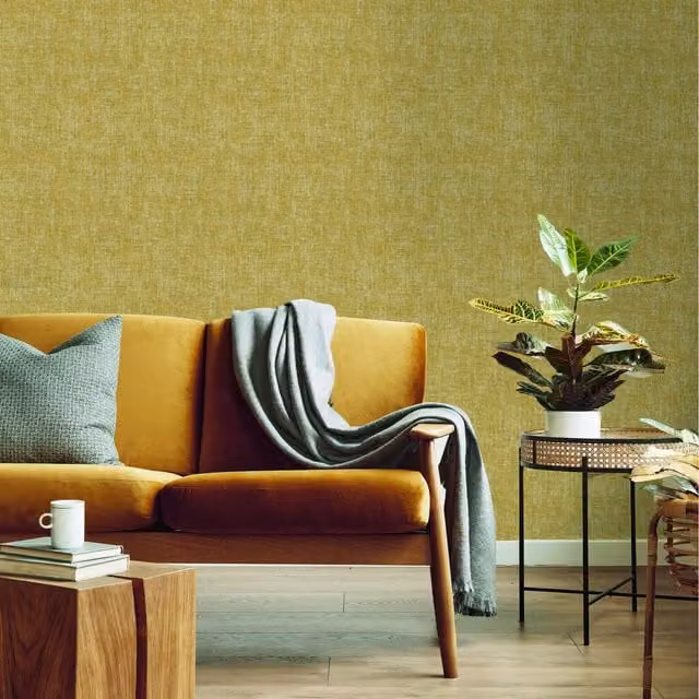 Superfresco Easy Zara Textured Plain Wallpaper in Yellow