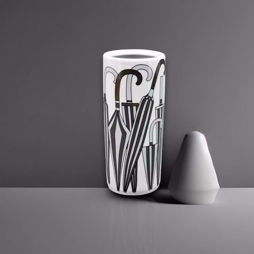 Minster Ceramic Umbrella Stand Vase in Black and White, W: 20 cm, D: 20 cm, H: 46 cm – 3